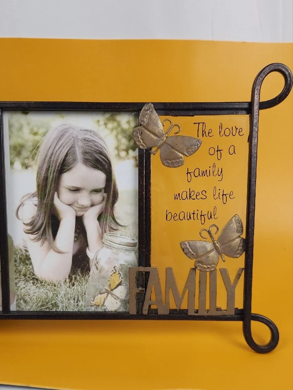 Family Multi-Opening Photo Frame in Black with Gold Accents